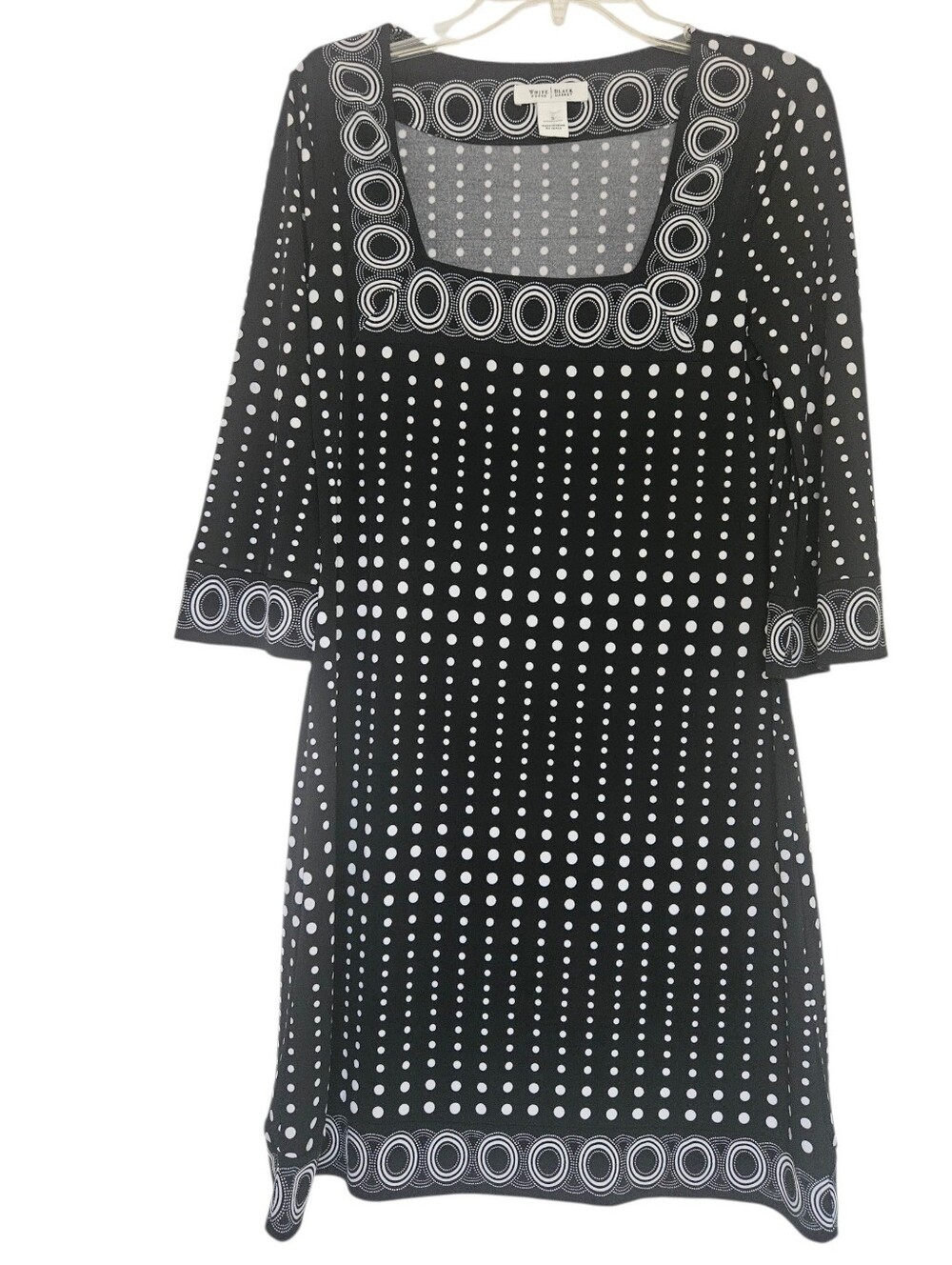 White House Black Market Square Neckline 3/4 Sleeve Shift Dress Women S